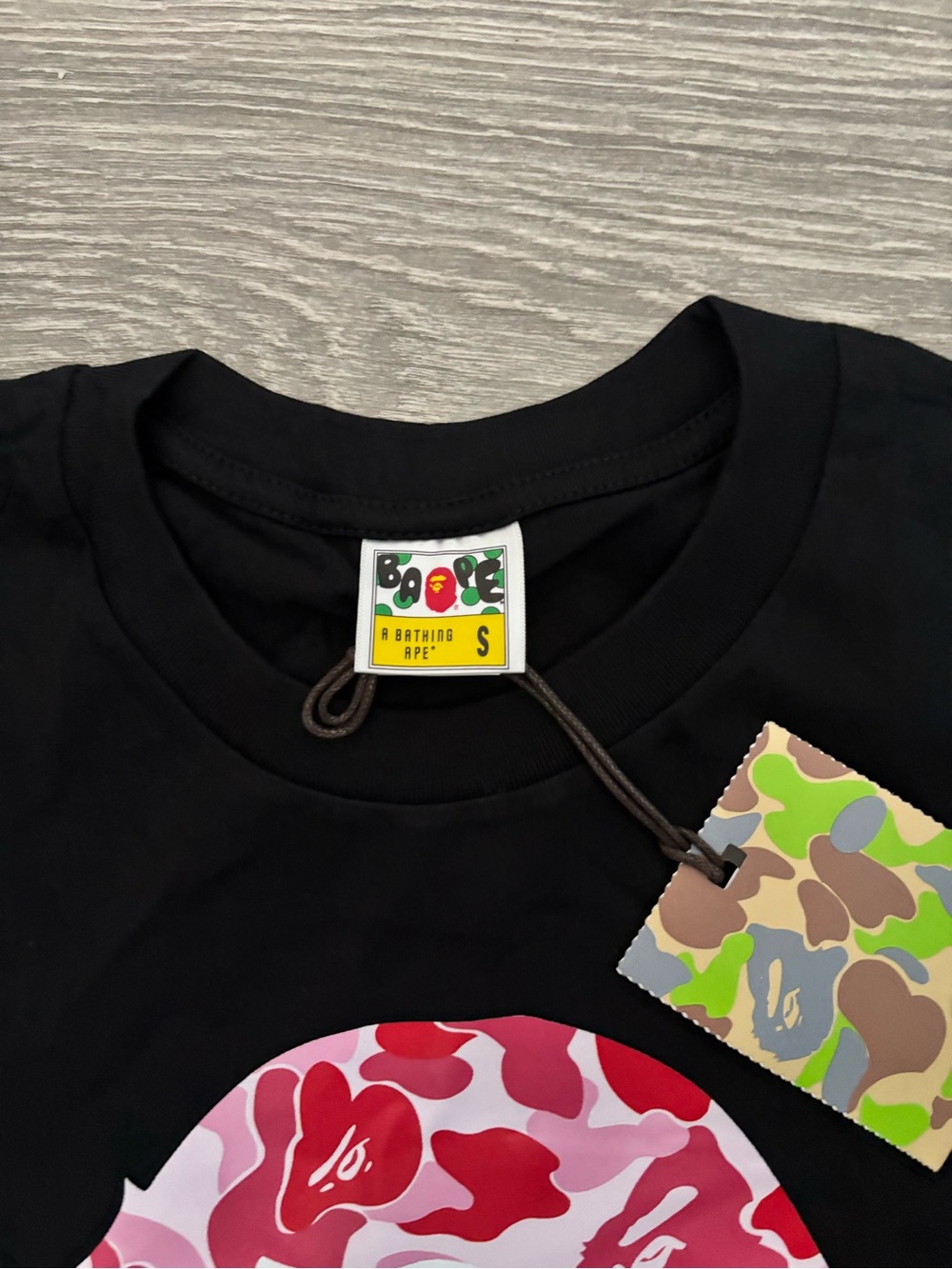 Black Graphic Tee - Pink Camo Logo